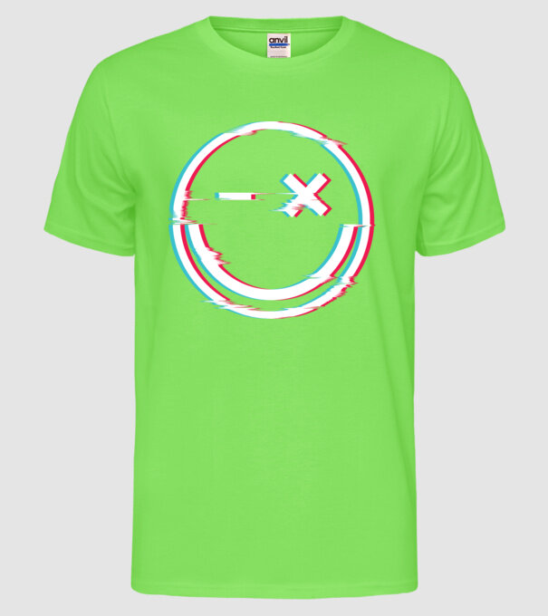 Smile glitch neon tiktok style model verde neon pe tricou