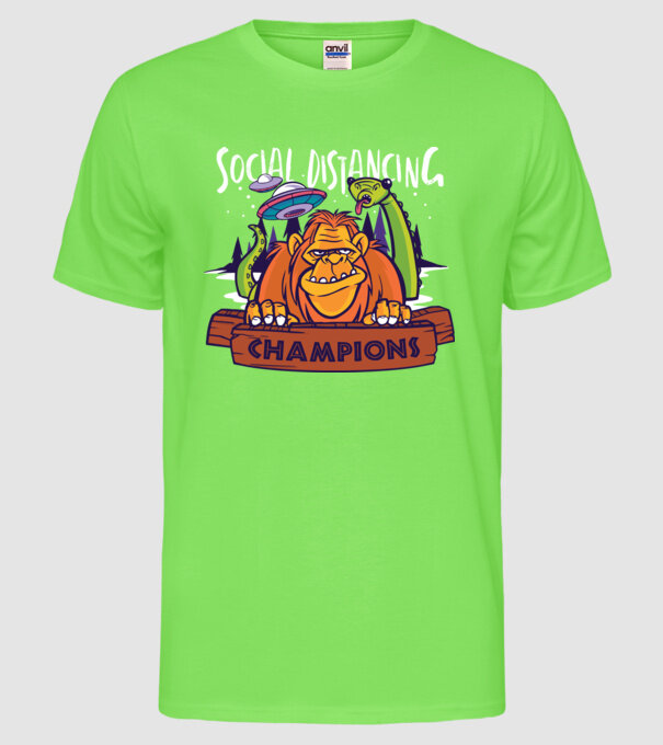 Campioni Social Distancing model verde neon pe tricou