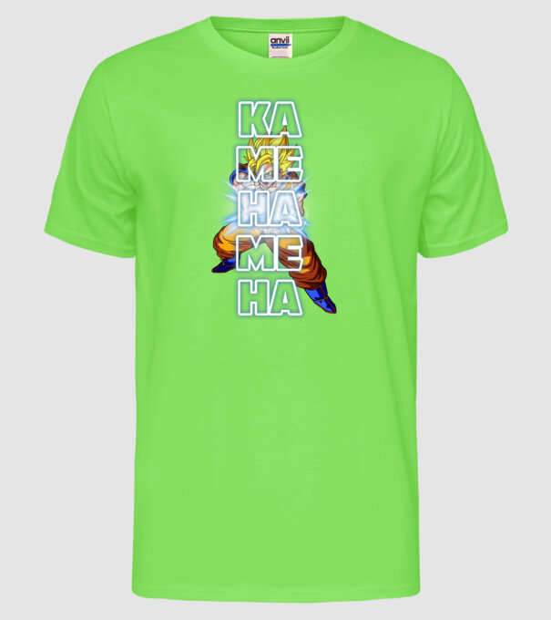 Son Goku Kamehameha model verde neon pe tricou