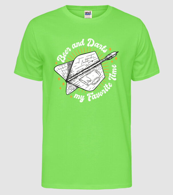 Bere și darts model verde neon pe tricou