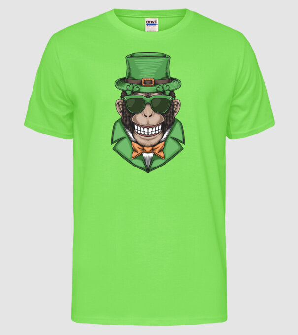 Sfântul Patrick Maimuță model verde neon pe tricou
