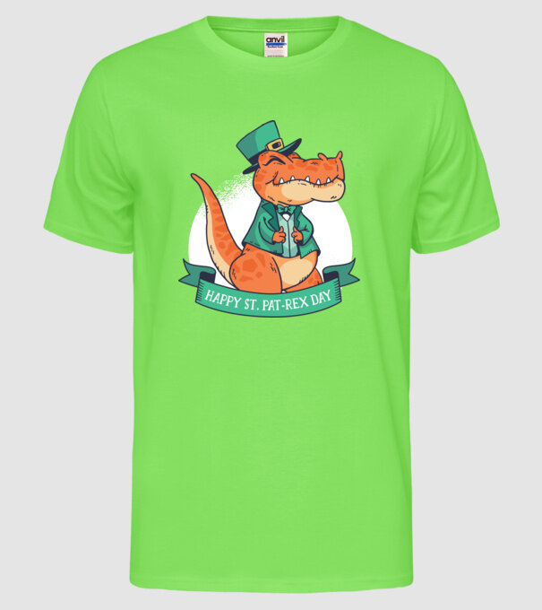 Dinozaur Sfântul Patrick model verde neon pe tricou