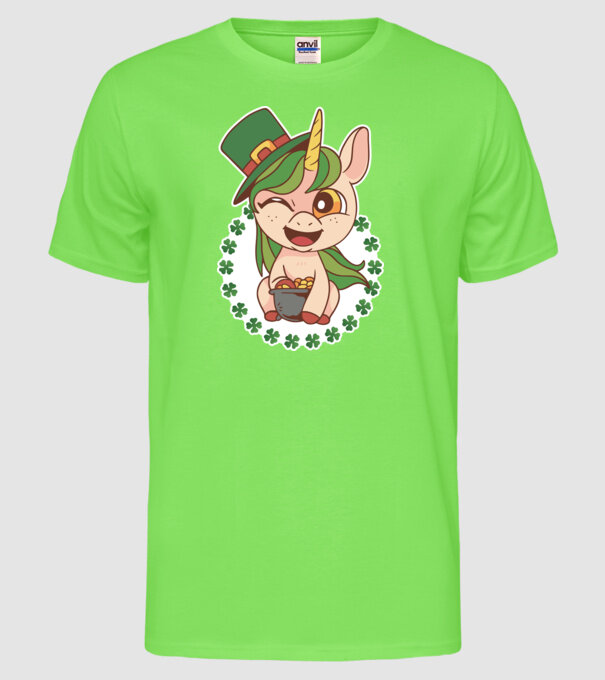 St Patrick Unicorn model verde neon pe tricou