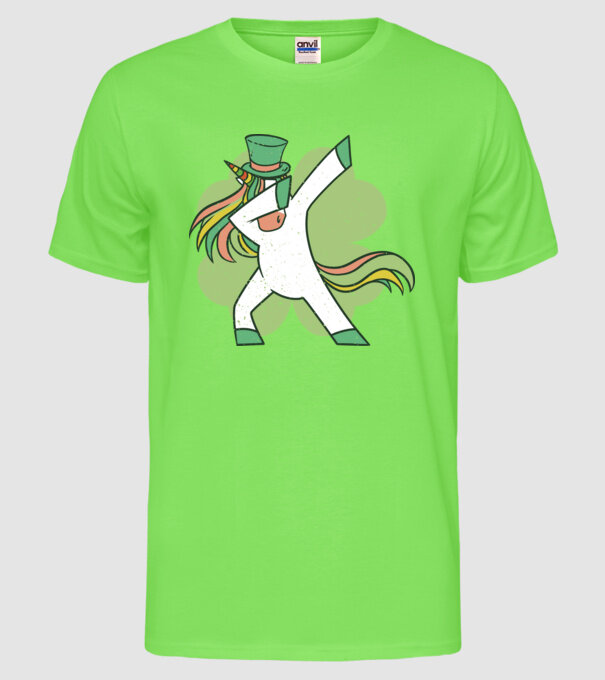 St Patrick Unicorn DAB model verde neon pe tricou