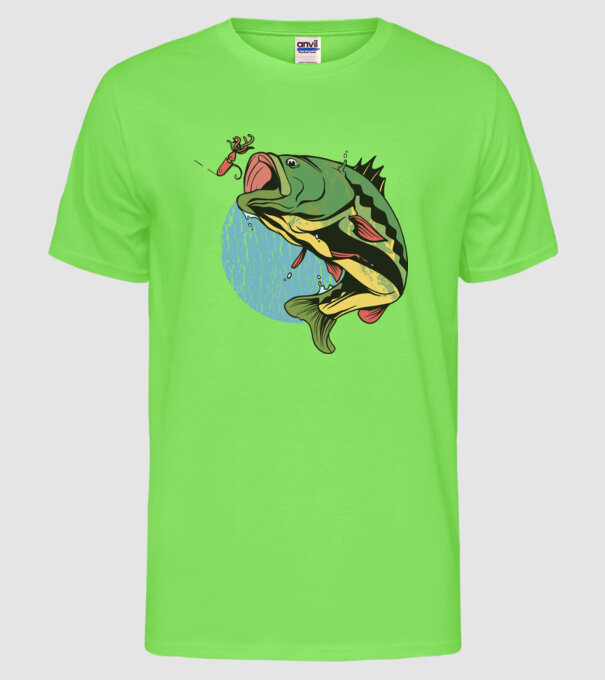 Biban Pescar model verde neon pe tricou