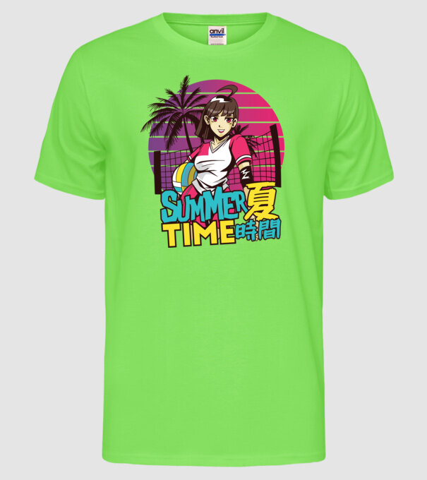 Summer Girl Anime Fată Manga model verde neon pe tricou