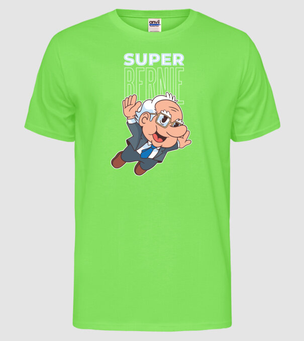 Super Bernie Sanders model verde neon pe tricou