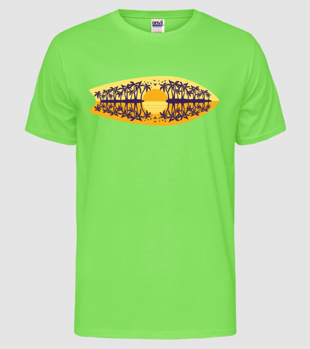 Surfboard model verde neon pe tricou