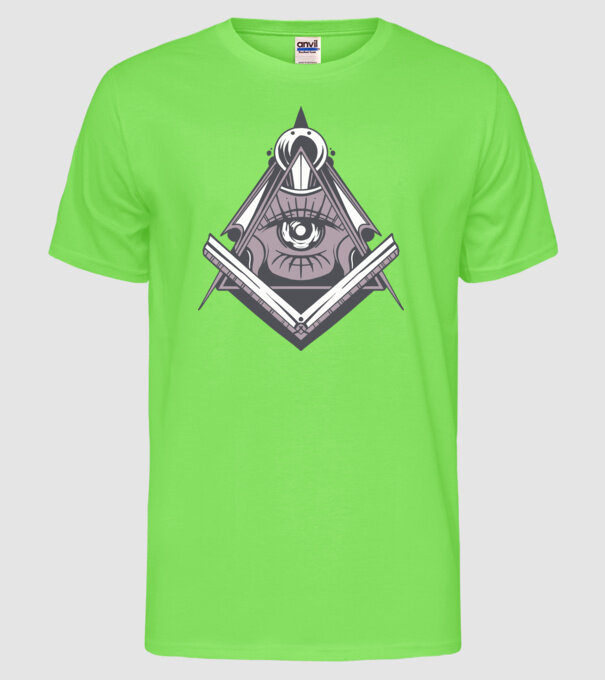 Masoni Illuminati model verde neon pe tricou