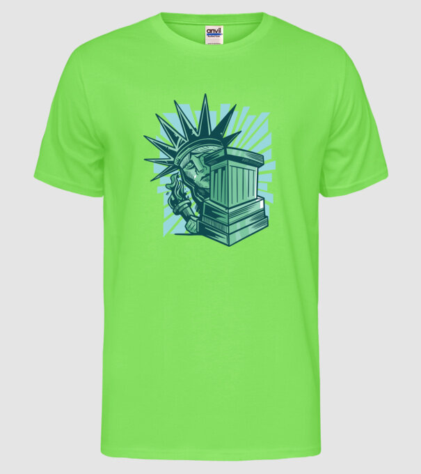 Statuia Libertății model verde neon pe tricou