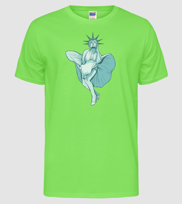 Statuia Libertății rușinos model verde neon pe tricou