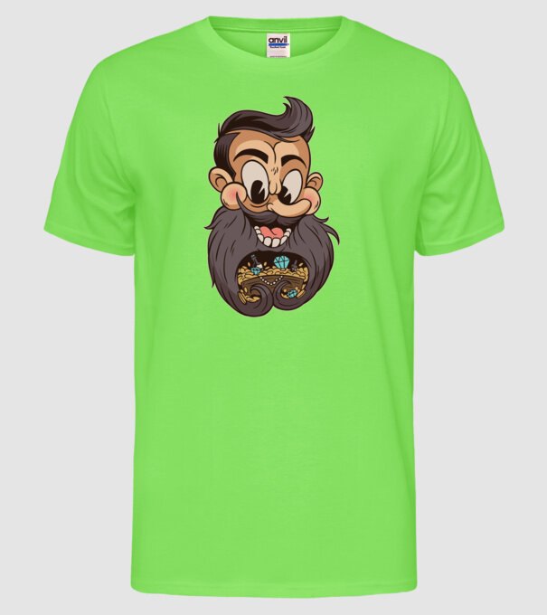 Comoară barbă model verde neon pe tricou