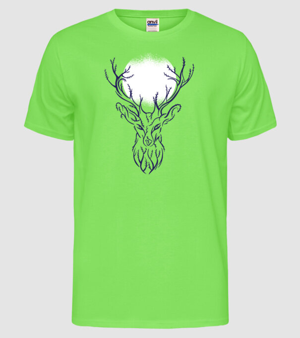 Siluetă cerb model verde neon pe tricou
