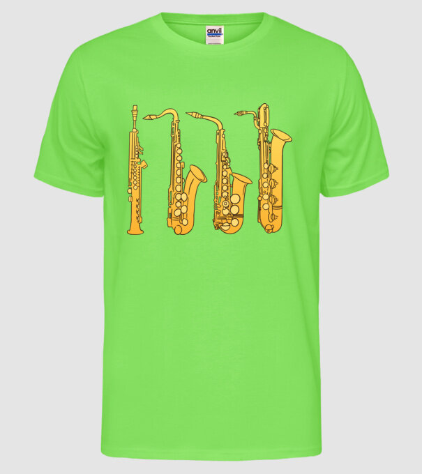 Saxofoane model verde neon pe tricou