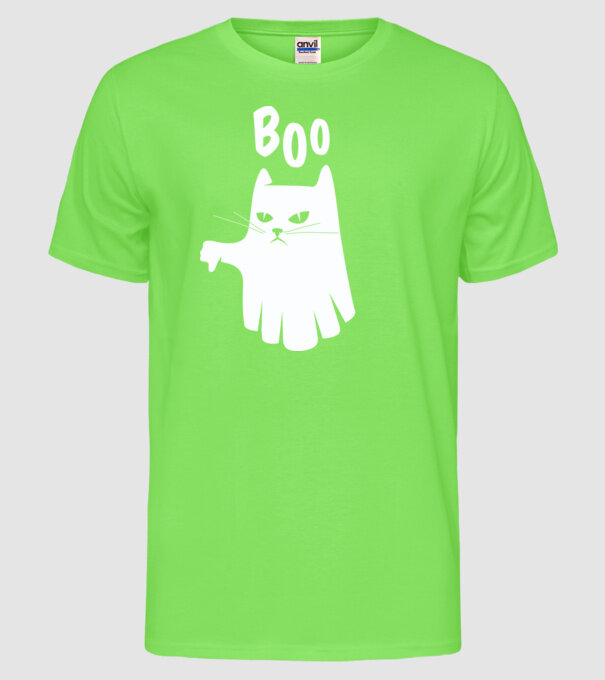 Pisică Fantomă model verde neon pe tricou
