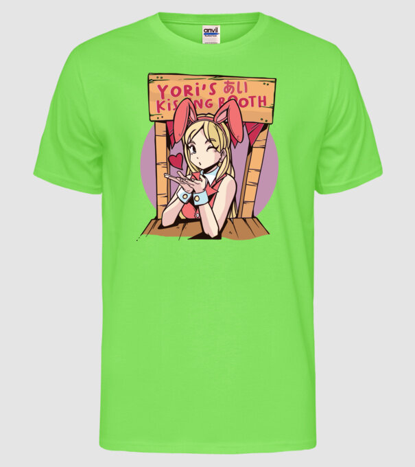 Anime îndrăgostit model verde neon pe tricou