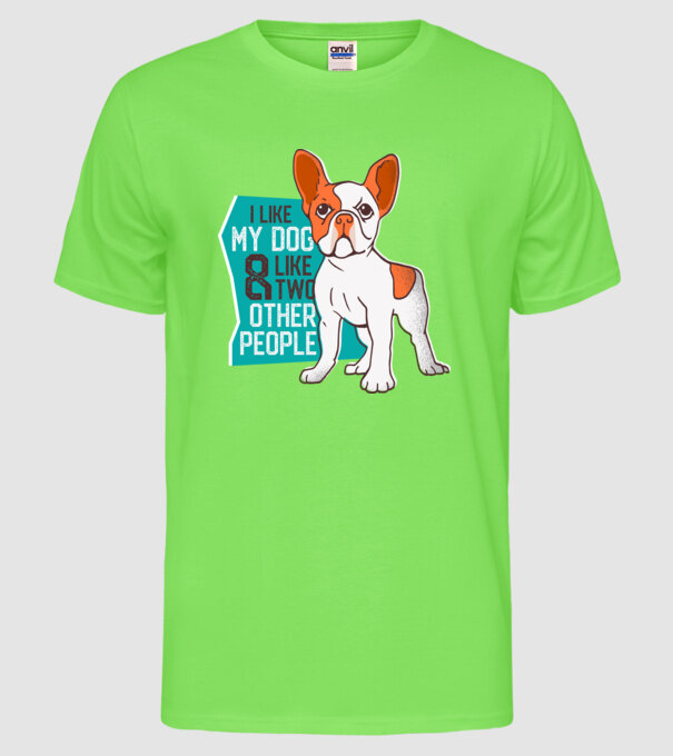 Îmi iubesc câinele și încă două persoane model verde neon pe tricou