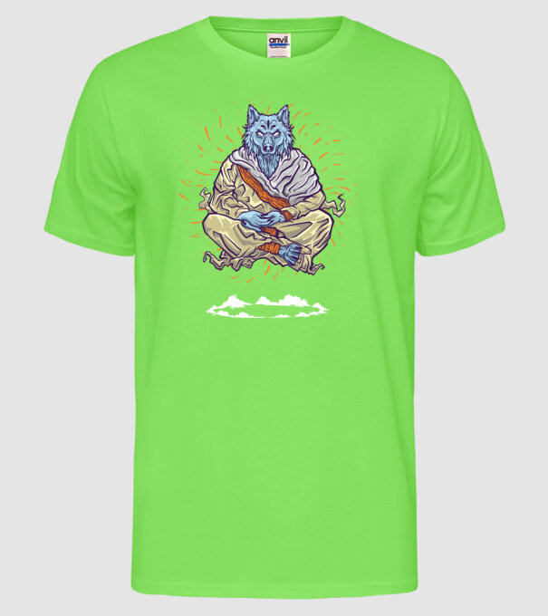 Lup Călugăr model verde neon pe tricou