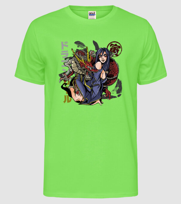 Dragon sexy Anime model verde neon pe tricou