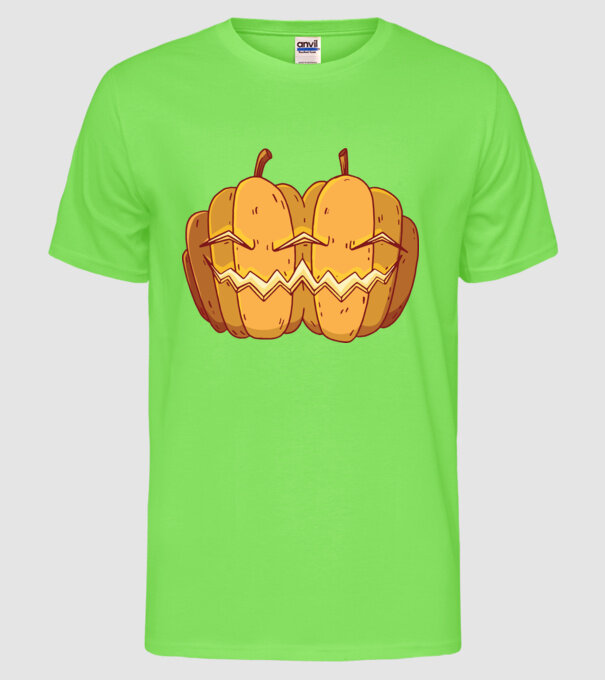Dovleci siamezi de Halloween model verde neon pe tricou