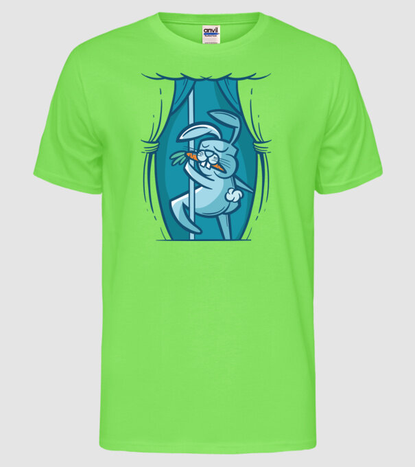 Iepuraș Striptease model verde neon pe tricou