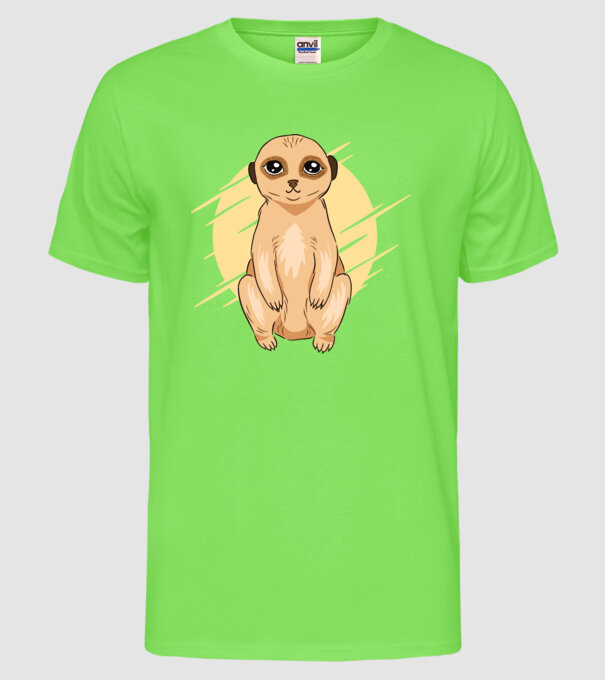 Suricată model verde neon pe tricou