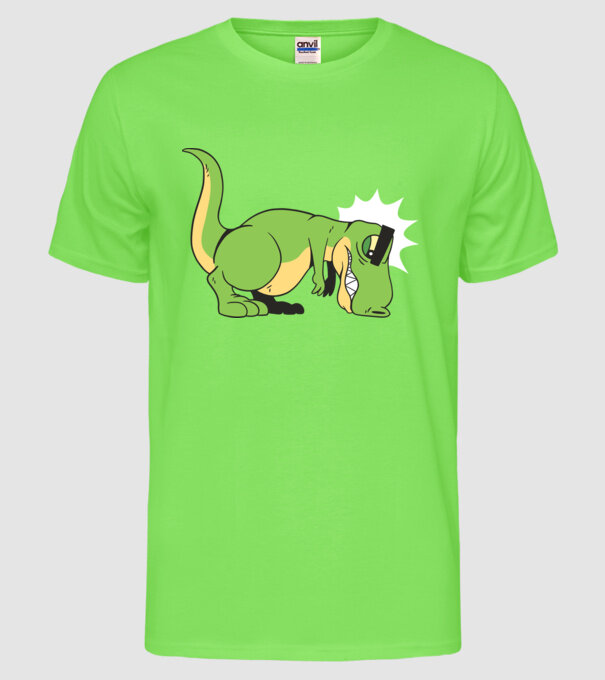 T-rex Push-up model verde neon pe tricou