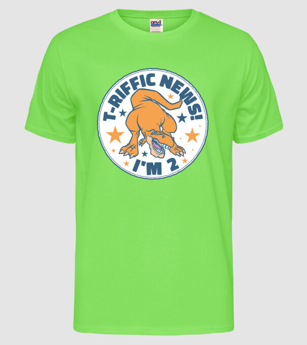 'T-rex Terrific news i''m 2' model verde neon pe tricou