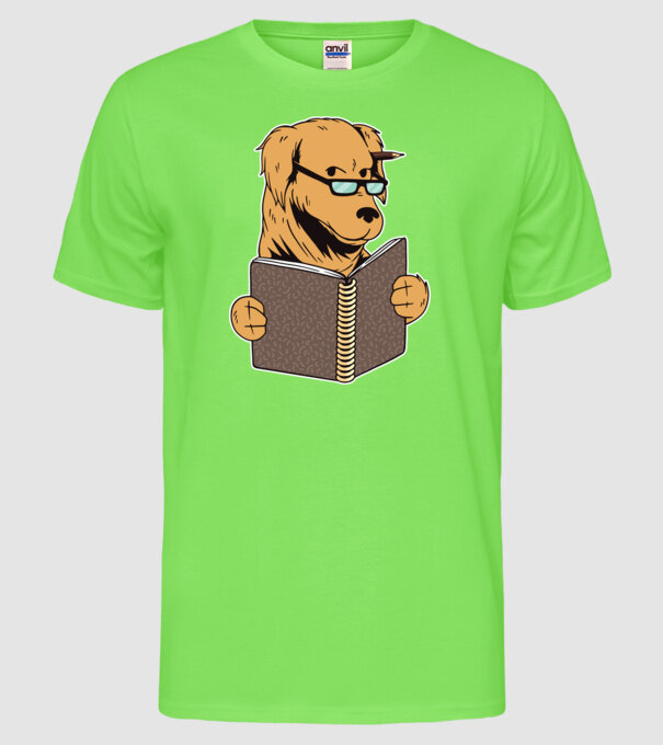 Câine Studiind model verde neon pe tricou