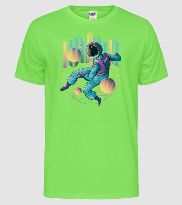 Techno Astronaut tricou astronaut model verde neon pe tricou