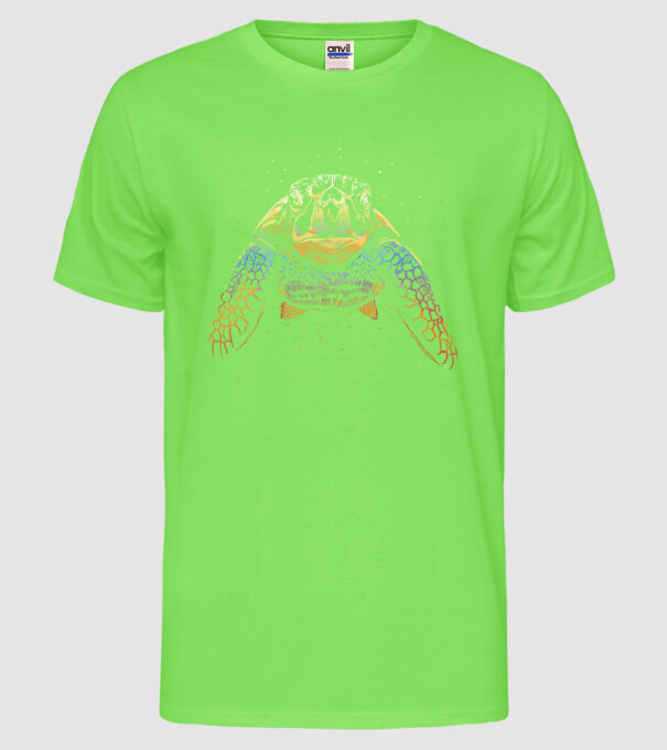 Broască țestoasă model verde neon pe tricou