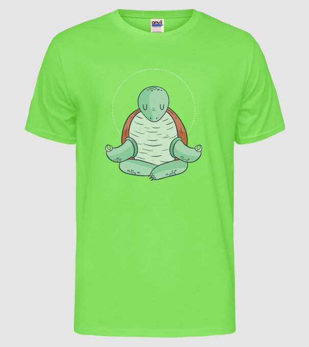 Broască țestoasă Yoga model verde neon pe tricou