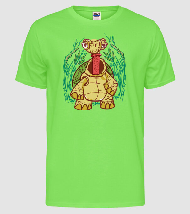 Gât Broască țestoasă model verde neon pe tricou
