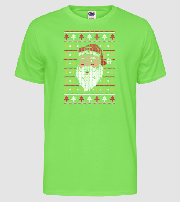 Moș Crăciun pulover urât model verde neon pe tricou