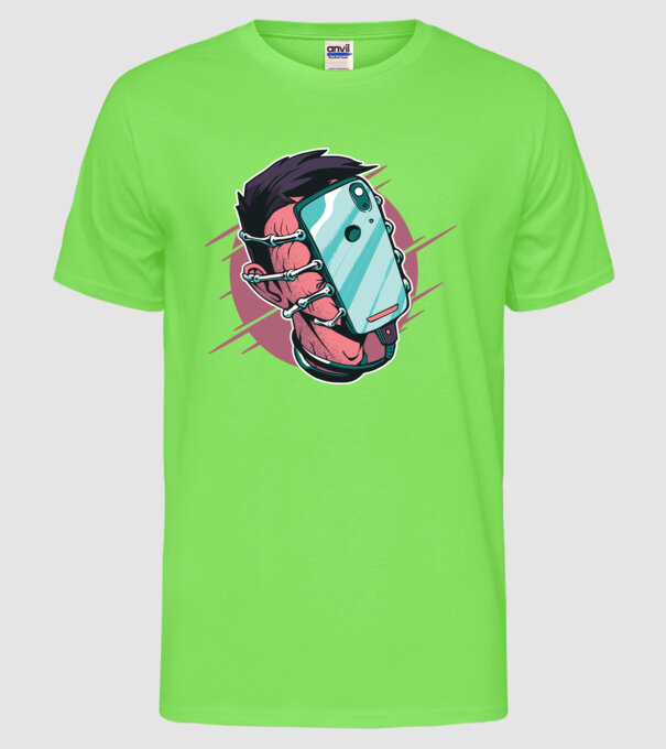 Telefon Facehugger tricou amuzant model verde neon pe tricou
