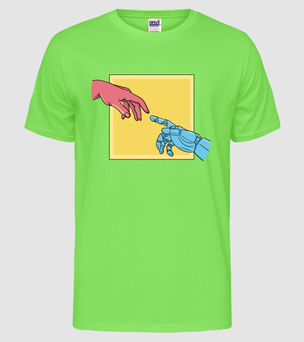 Robot creație model verde neon pe tricou