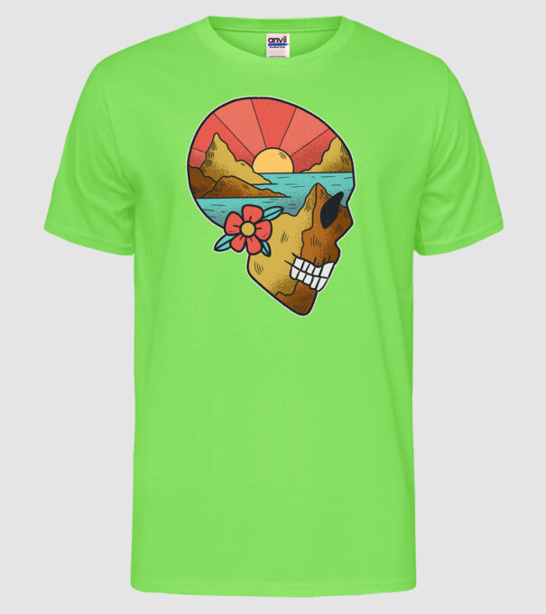 Natură Craniu model verde neon pe tricou