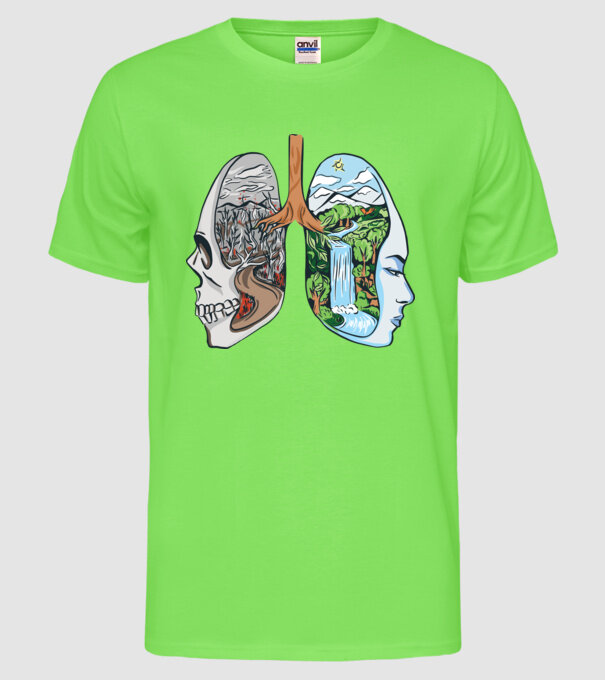 Natură Plămâni imagine model verde neon pe tricou