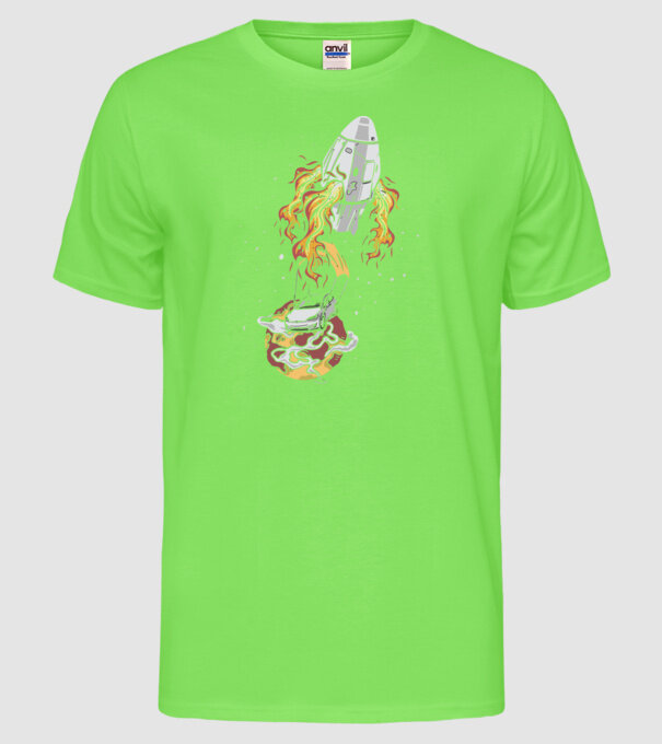 Tesla în spațiu model verde neon pe tricou