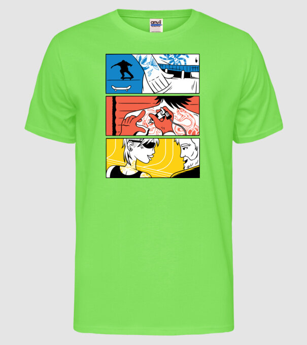 Tatuaj ilustrare model verde neon pe tricou