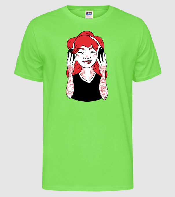 Fată Gamer tatuată model verde neon pe tricou