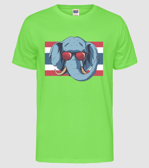 Thailanda Elefant tricou model verde neon pe tricou
