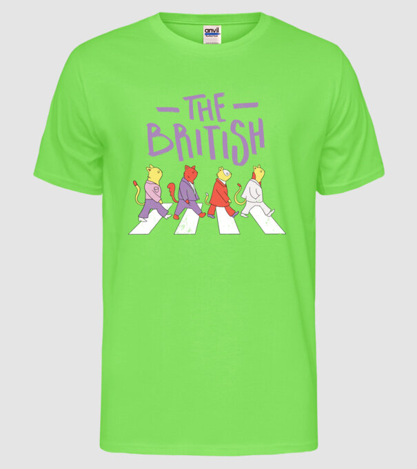 The British Pisicuțe model verde neon pe tricou