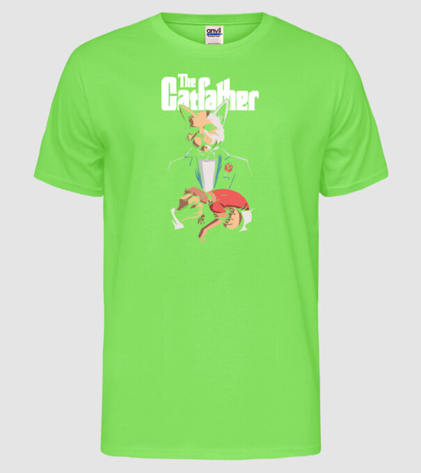 The Catfather model verde neon pe tricou