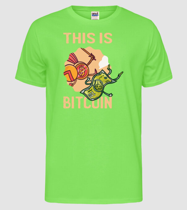 This is Bitcoin model verde neon pe tricou