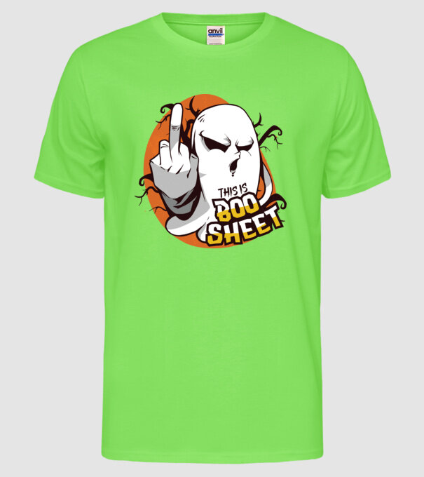 This is Boo Sheet Halloween model verde neon pe tricou