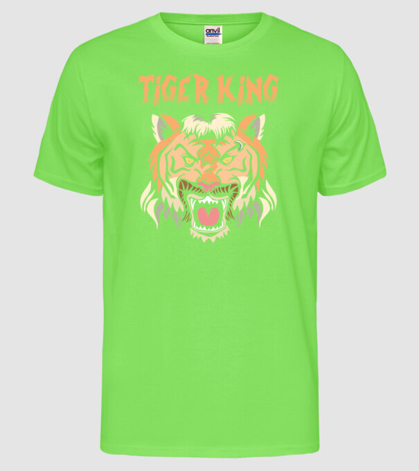 Tiger King model verde neon pe tricou