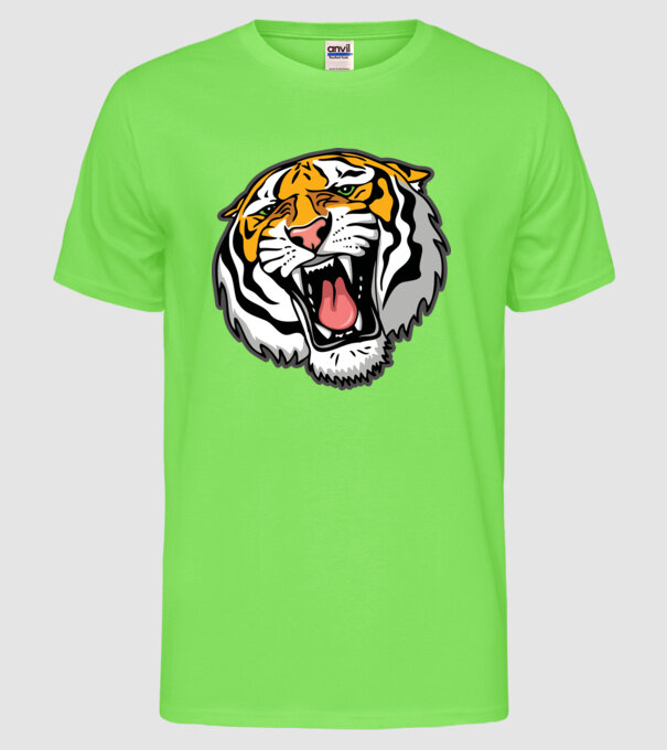 Tricou cu cap de tigru model verde neon pe tricou