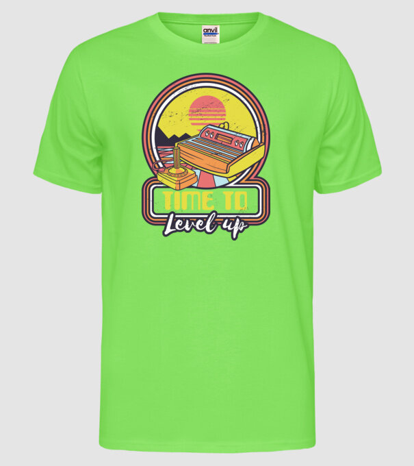 Time to Level Up model verde neon pe tricou