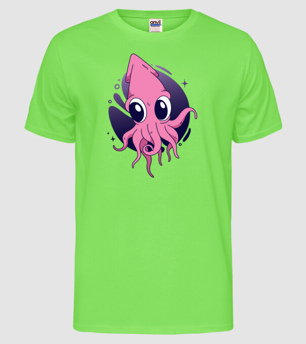 Calmar model verde neon pe tricou